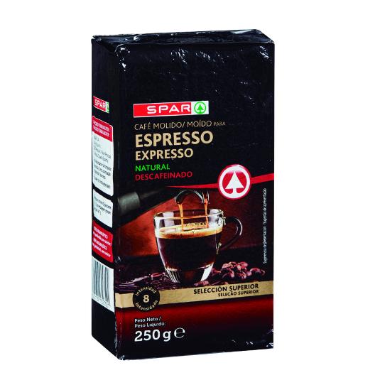 CAFE MOLIDO EXPRESSO DESCAFEINA SPAR PQTE 250 GR