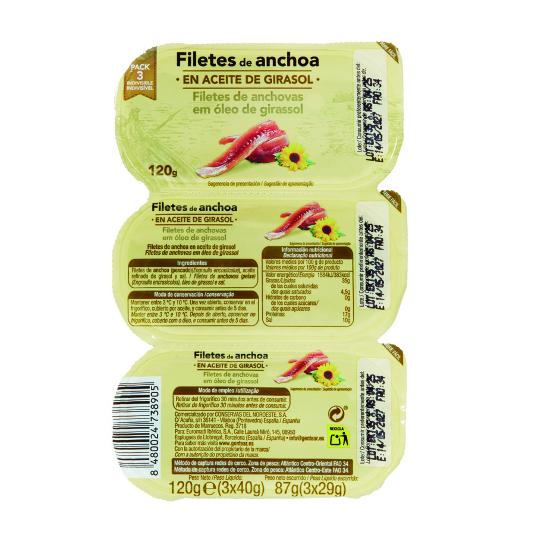 ANCHOAS ACEITE GIRASOL X3 PACK 87 GR