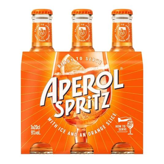 APERITIVO SPRITZ 9º RTD 3X20CL APEROL PACK 60 CL