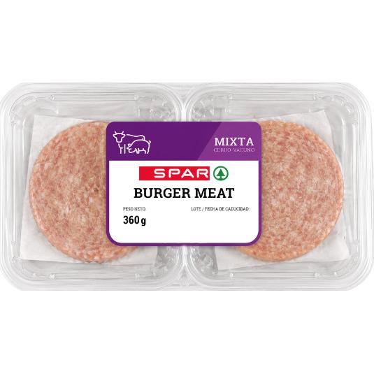 BURGUER MIXTA CERDO-TERNERA X4 SPAR BDJA 360 GR