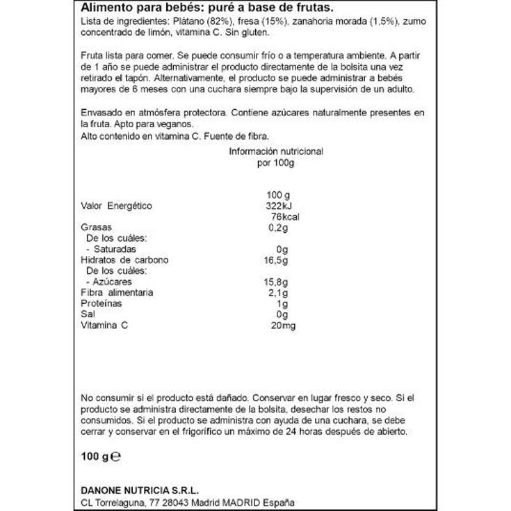 BOLSITAS POUCHE PLATANO/FRESA BLEDINA BOLSA 100 GR