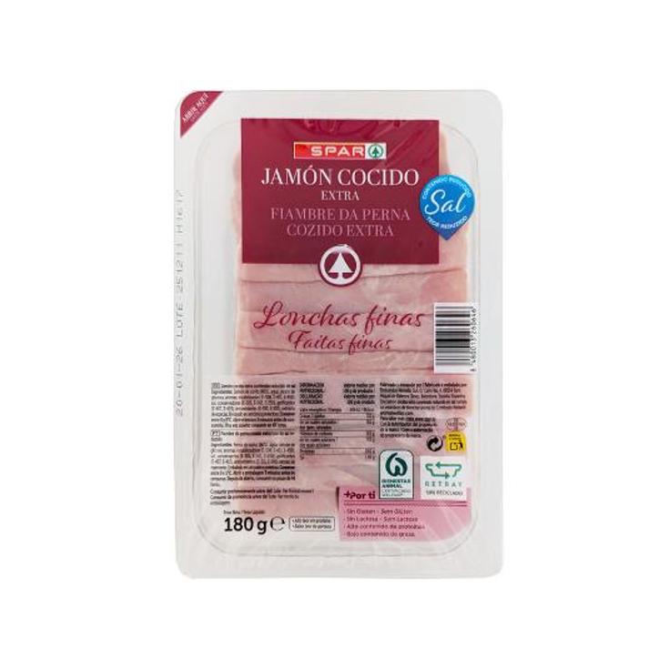 JAMON COCIDO RED.SAL LONCH.FINA SPAR SOBRE 180 GR
