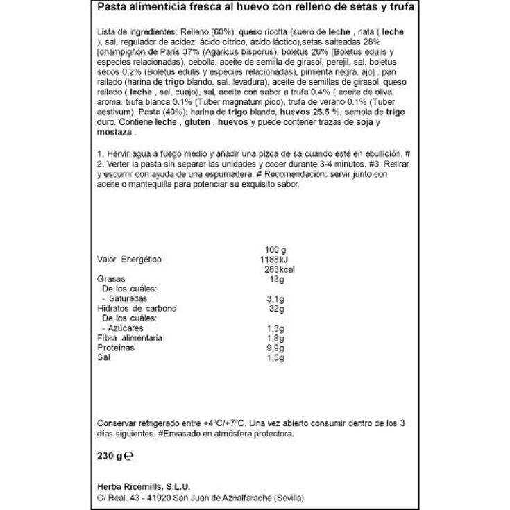 PASTA REFRI RELLENA BOLETUS TRU GAROFALO UNIDAD 230 GR