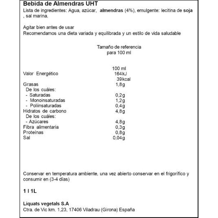 BEBIDA ALMENDRA ALMENDROLA BRIK 1 LT