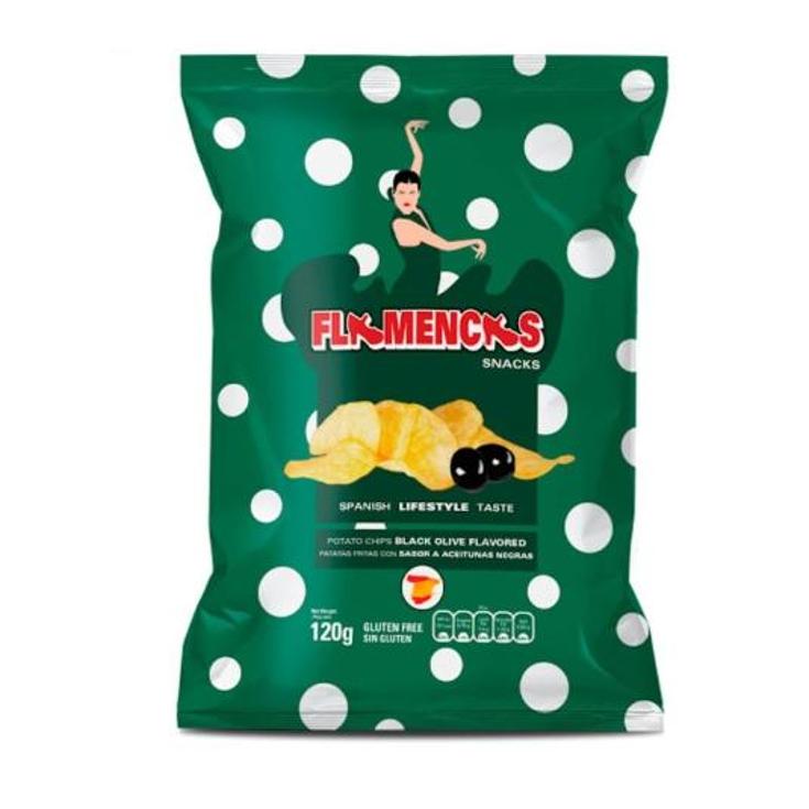 PATATAS FRITAS ACEITUNA NEGRA FLAMENCAS BOLSA 120 GR