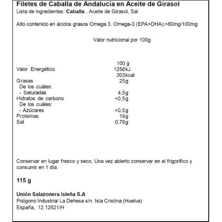 FILETE CABALLA SUR AC.GIRASOL TEJERO LATA 80 GR