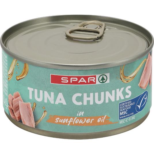 ATUN TROZOS ACEITE GIRASOL SPAR I. LATA 190 GR