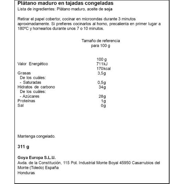 PLATANO MADURO TAJADAS GOYA UND 310 GR