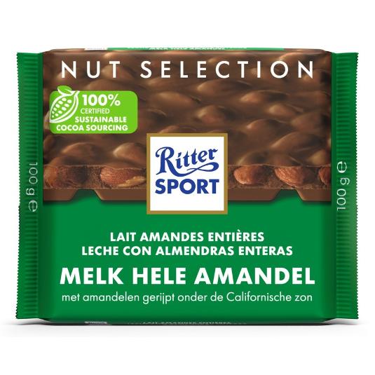 CHOCOLATE ALMENDRA GANZE MANDEL RITTER PTLLA 100 GR