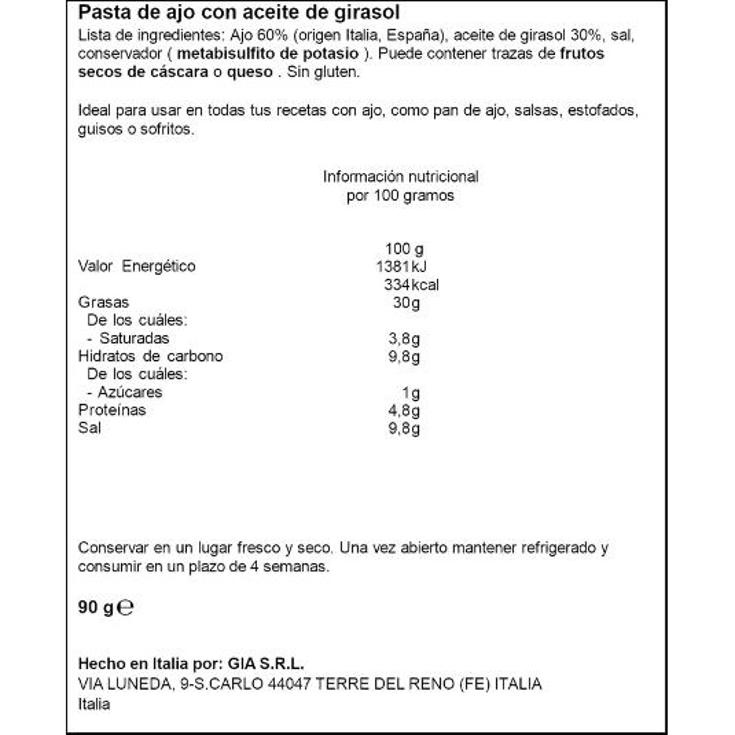 PASTA CONCENTRADA AJO GIA TUBO 90 GR