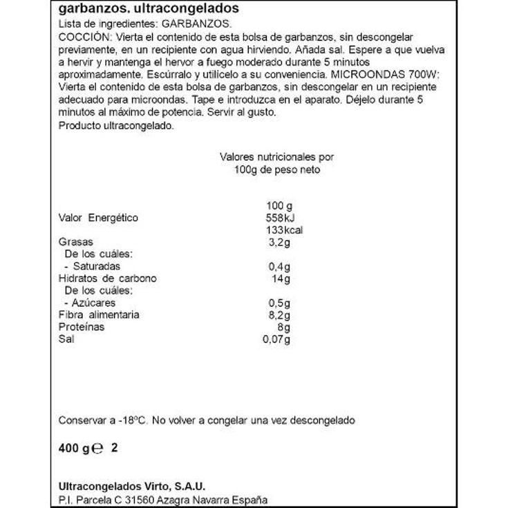 GARBANZOS 400 GR SPAR/ARTIQ BOLSA 400 GR