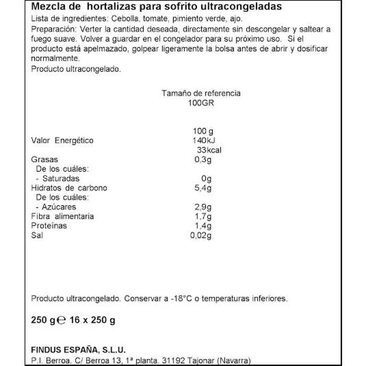 VERDURAS PARA SOFRITO FINDUS BOLSA 250 GR