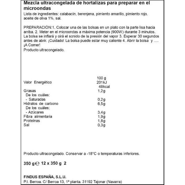 VERDURAS VAPOR GOURMET FINDUS BOLSA 350 GR