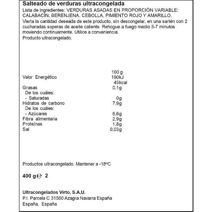 SALTEADO VERDURA ASADA SPAR BOLSA 400 GR