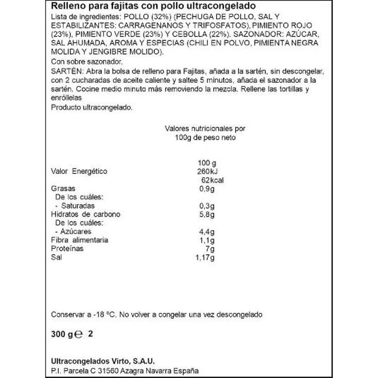 RELLENO FAJITAS ARTIQ BOLSA 300 GR
