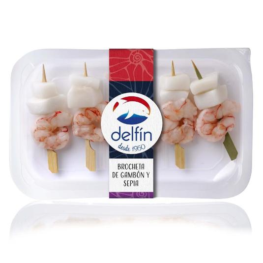 MINI BROCHETA GAMBON Y SEPIA DELFIN PACK 170 GR