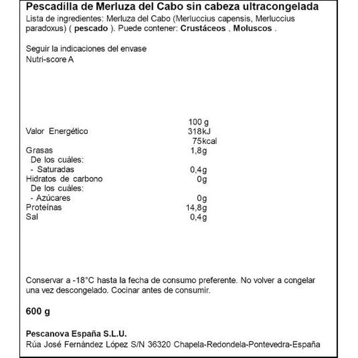 PESCADILLA MERLUZA PESCANOVA BOLSA 600 GR