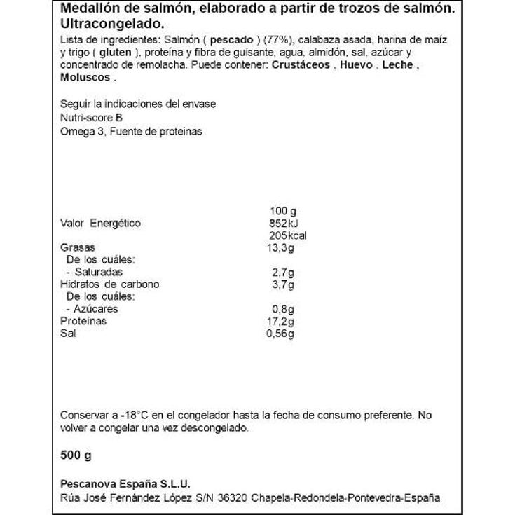 MEDALLONES SALMON PESCANOVA BOLSA 500 GR