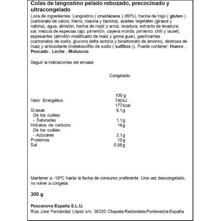 LANGOSTINO REBOZADO PESCANOVA BOLSA 300 GR