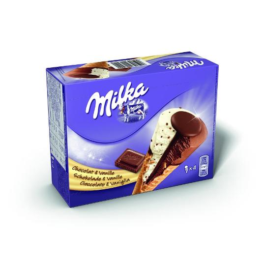 HELADO CONO VAINILLA CHOCO X4 MILKA PACK 270 GR