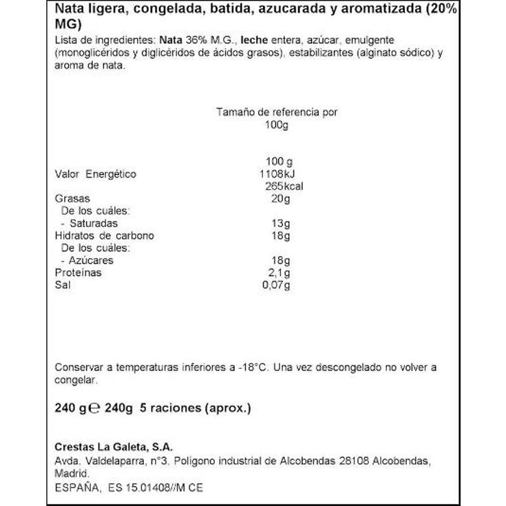 NATA MONTADA CONGELADA SOMOSIERRA UNIDAD 500 ML