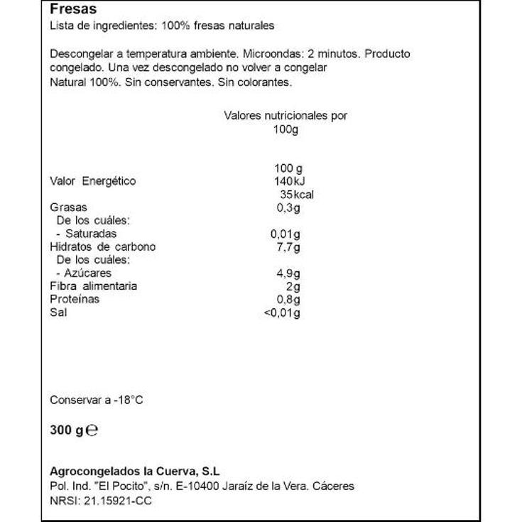 FRESAS CONGELADAS LA CUERVA BOLSA 300 GR