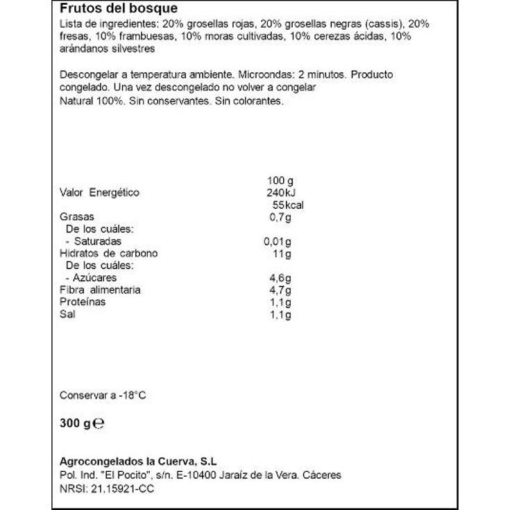 FRUTAS DEL BOSQUE CONGELADAS LA CUERVA BOLSA 300 GR
