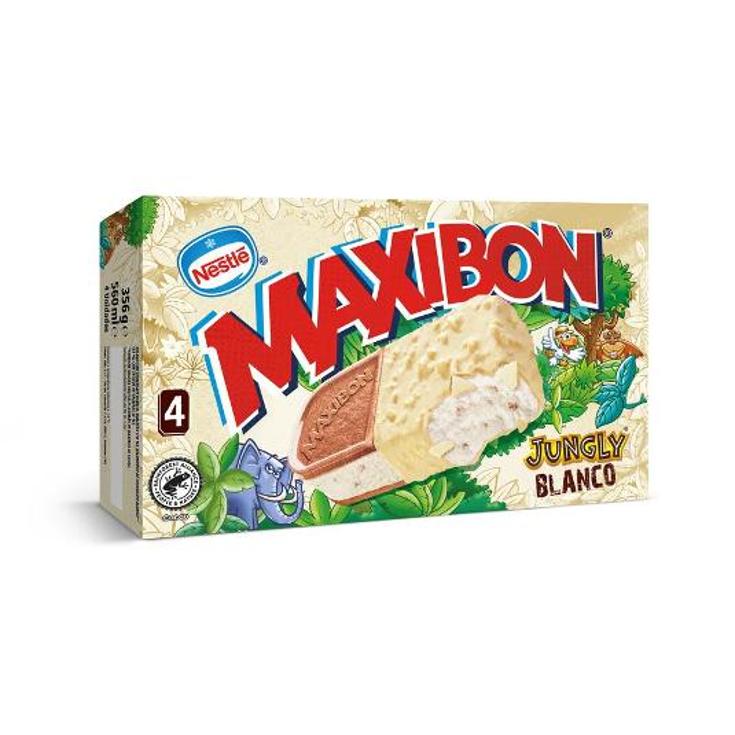 HELADO SANDWICH JUNGLY WHITE X4 MAXIBON ESTCH 356 GR