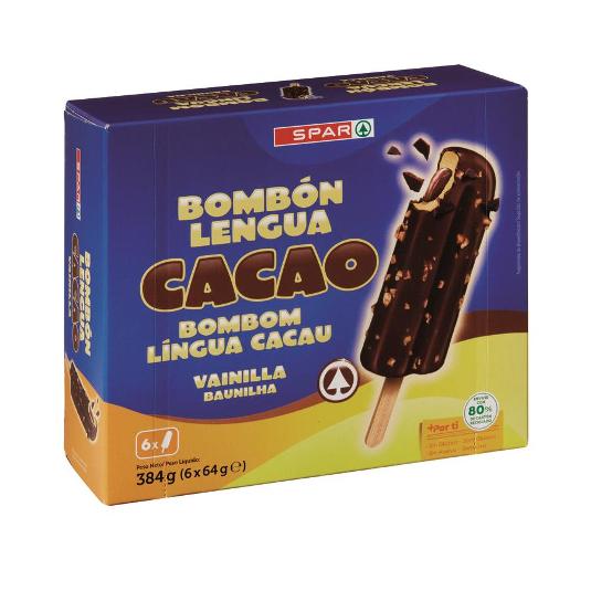 HELADO BOMBON LENGUA CACAO X6 SPAR ESTCH 384 GR