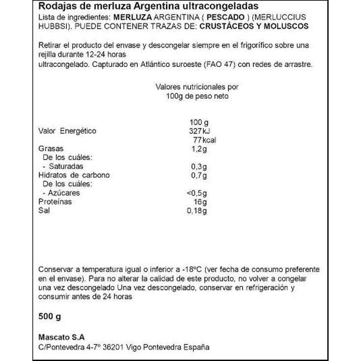 RODAJAS MERLUZA ARTIQ BOLSA 500 GR