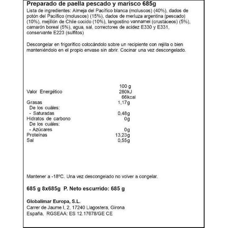PREPARADO MARISCO PAELLA ALIGATOR BOLSA 685 GR