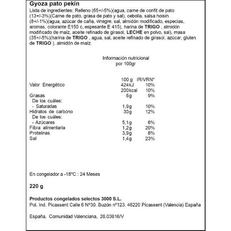 GYOZAS PATO PEKIN COCINARTE BOLSA 220 GR