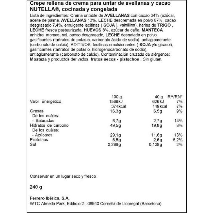 CREPPES NUTELLA X6 NUTELLA PACK 276 GR