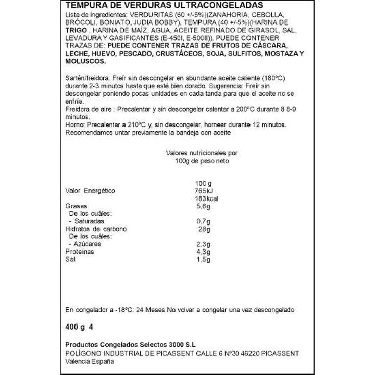TEMPURA DE VERDURAS ARTIQ BOLSA 400 GR