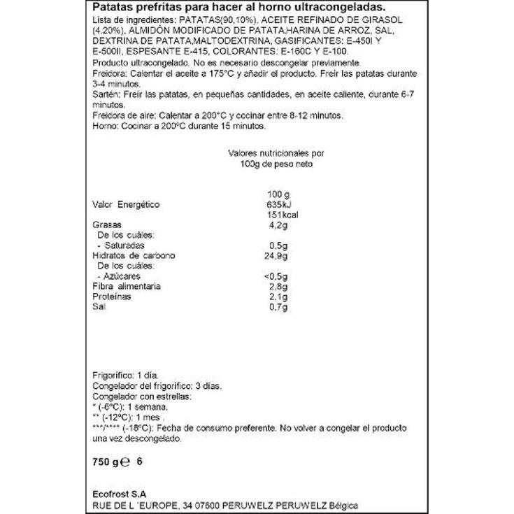 PATATAS ESPECIAL HORNO ARTIQ BOLSA 750 GR
