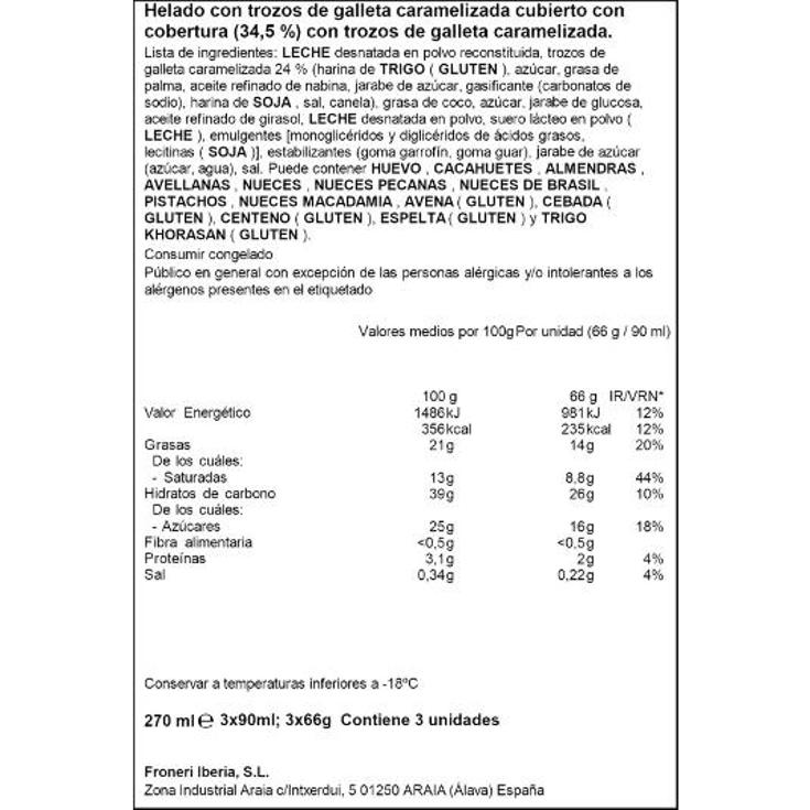 HELADO BOMBON X3 LOTUS PACK 198 GR