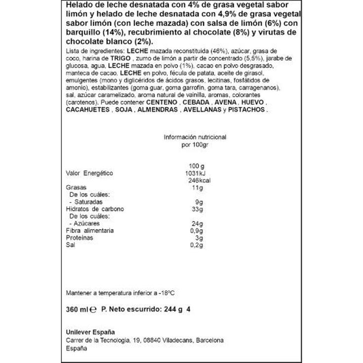 HELADO CONO LIMON X4 CORNETTO ESTCH 244 GR