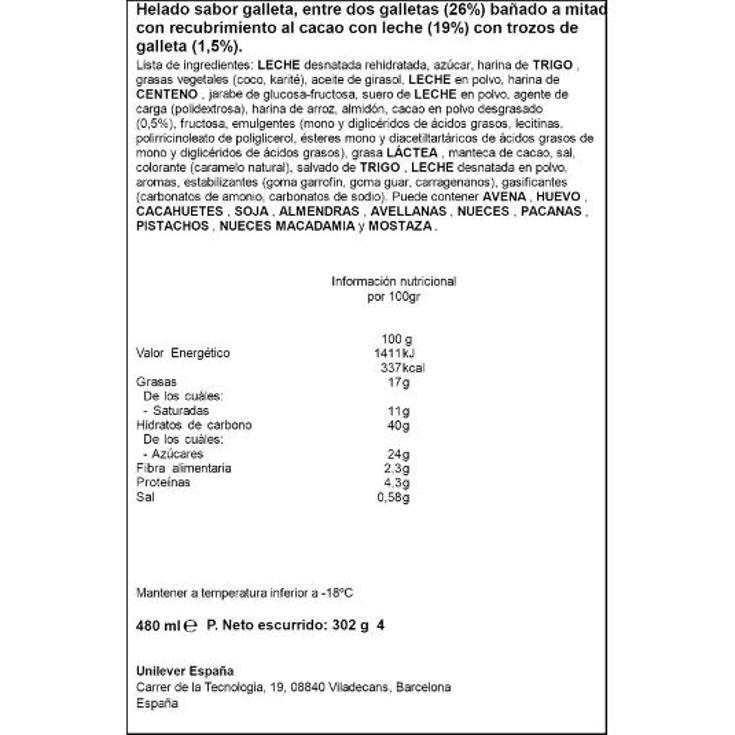 HELADO SANDWICH DINOSAURUS X4 FRIGO ESTCH 292 GR