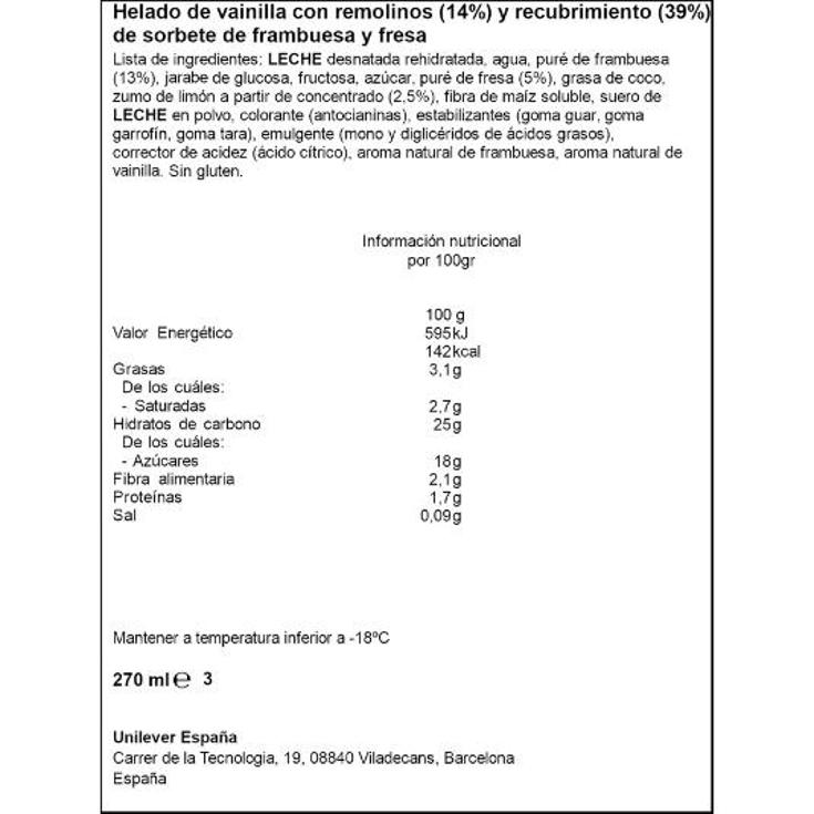 HELADO BOMBON BERRY X3 SOLERO ESTCH 204 GR