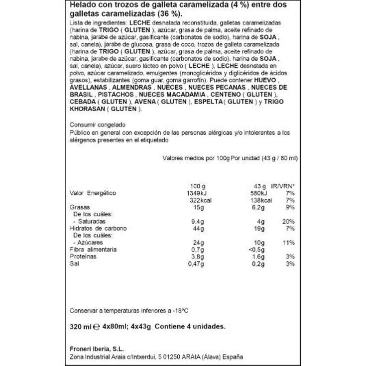 HELADO SANDWICH X4 LOTUS ESTCH 172 GR