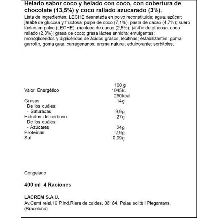 HELADO POLO COCO X4 MENORQUINA CAJA 350 GR