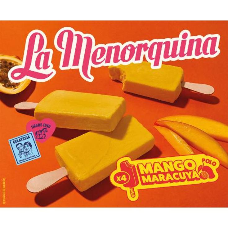 HELADO POLO MANGO MARACUYA X4 MENORQUINA CAJA 400 GR