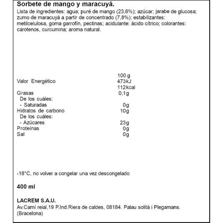 HELADO POLO MANGO MARACUYA X4 MENORQUINA CAJA 400 GR