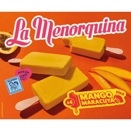 HELADO POLO MANGO MARACUYA X4 MENORQUINA CAJA 400 GR