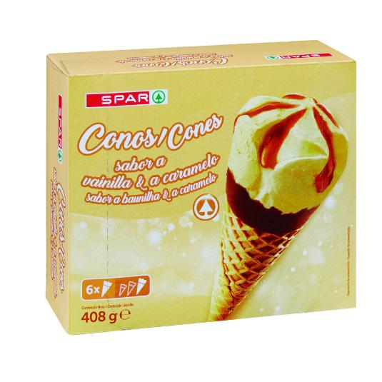 HELADO CONO VAINILLA CARAMEL X6 SPAR CAJA 408 GR