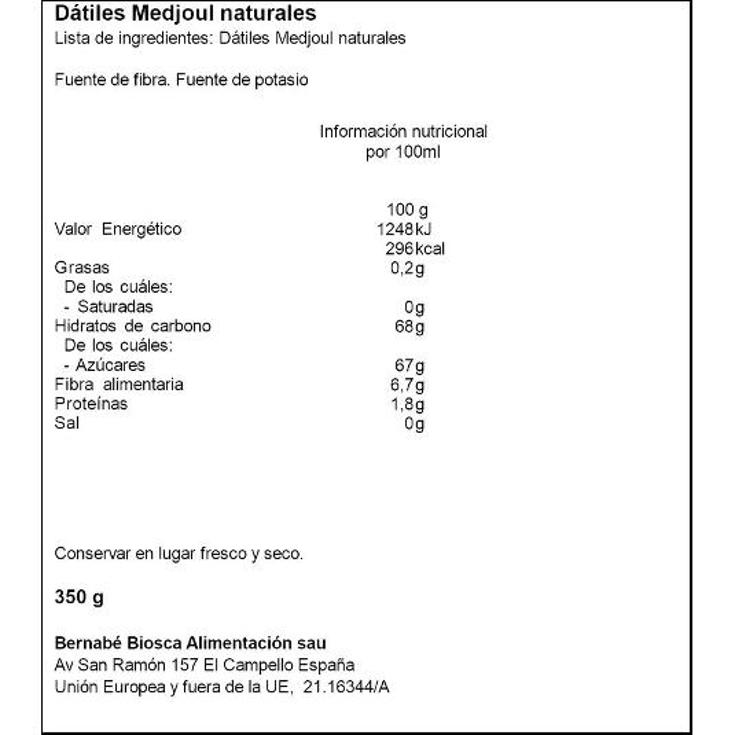 DATILES MEDJOUL 350 GRAMOS ESTU 350 UD