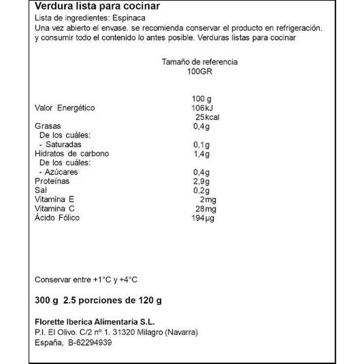 ESPINACAS BOLSA 300 GR