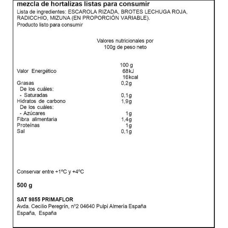 ENSALADA MEZCLUM 500 GR UD