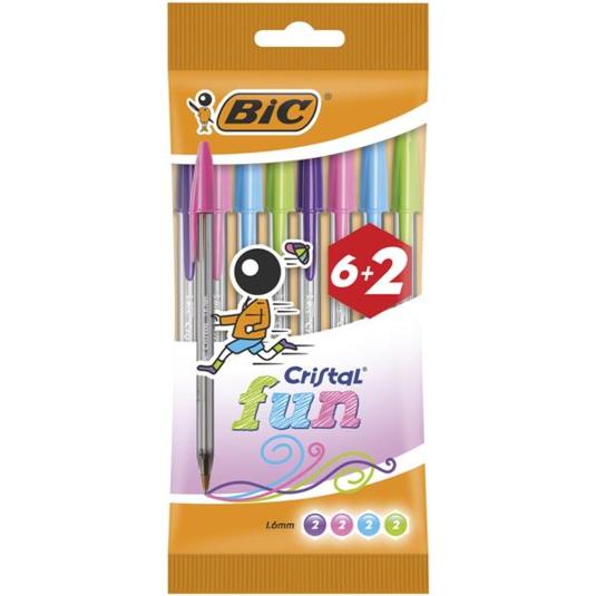 BOLIGRAFOS CRISTAL FUN 6+2 BIC BLIST 8 UD