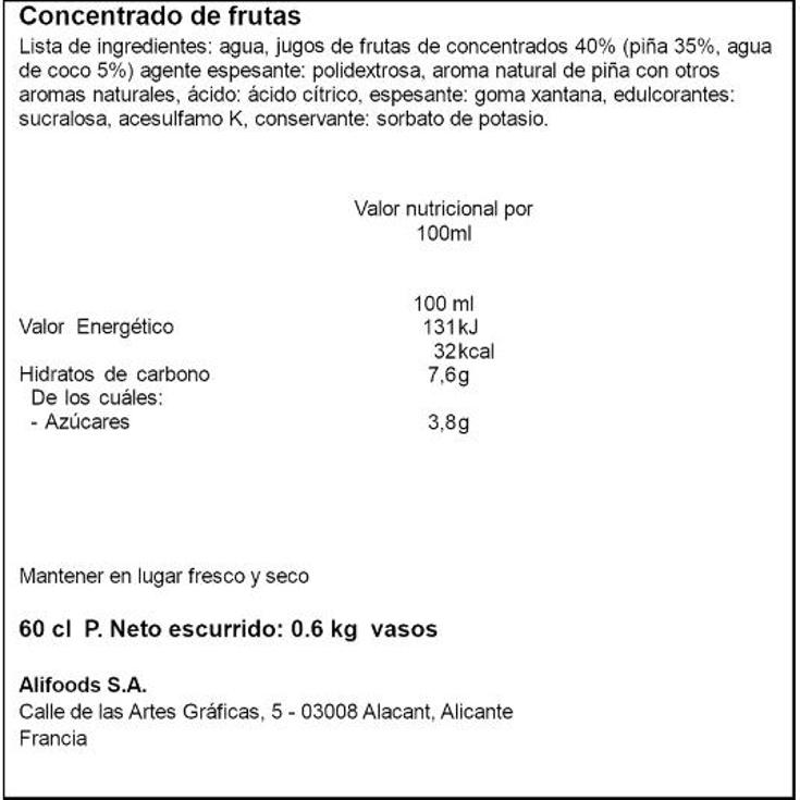 SIROPE PIÑA COLADA 0% AZUCAR TEISSEIRE LATA 600 ML